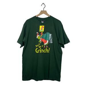 NEW Vintage Dr. Seuss T-Shirt Men's Size Large Green Don't Be A Grinch Deadstock